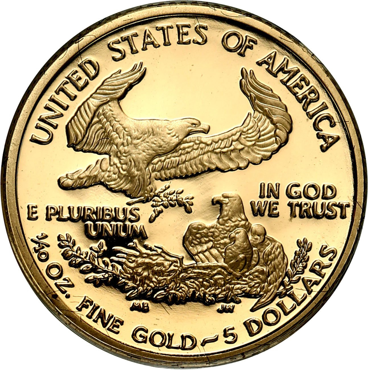 USA. Złote 5 $ dolarów 2003 Orzeł (Eagle) - LUSTRZANY – 1/10 uncji złota